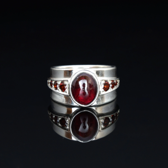 Garnet Wide Band Ring — Tyler Haas Designs